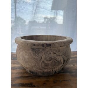 Rustic Wood Bowl Centerpiece Decor‎ Farmhouse Style Round Wooden Planter